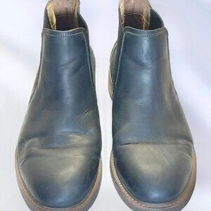 Florsheim Mens Chalet Plain Toe Gore Stacked Heel Black Chelsea Boots